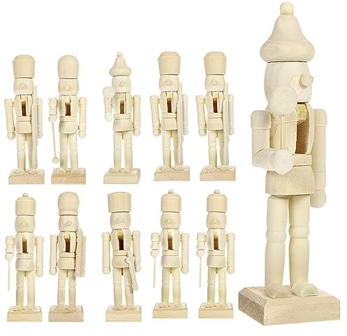 MAGICLULU 12 Stück Weihnachts-Nussknacker Zum Selbermachen Unbemalt Unbemalt Nussknacker-Marionette Kleiner Unbemalter Nussknacker Zum Basteln Weihnachten Zum Selbermachen