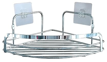 douceur d'intérieur, Panier de Douche d'angle (22,8 x 29,8 x 10 cm) Filaire Premium Chrome, Métal