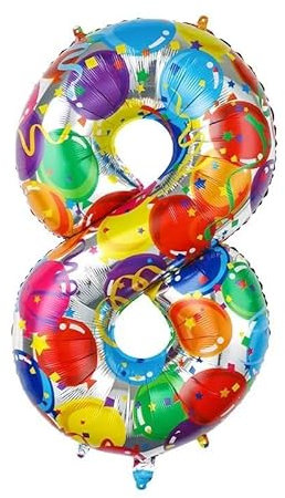 Vthoviwa 40 Zoll/18 Farbens Luftballon Zahlen 8 Farbenfrohe, Luftballon 8. Geburtstag Foil Ballon, 0123456789,10-19,20-25,30,40,50,60,70,80,90, Folienballon 8 Party Dekoration Helium Unterstützen