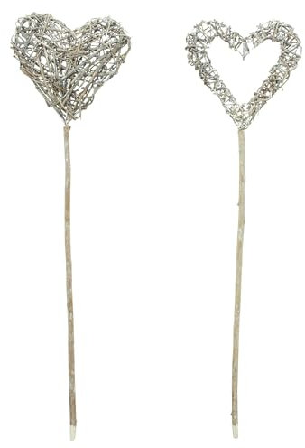 FRANK FLECHTWARENOflanzenstecker, Dekostecker, Herz, Geflochtene Ulme Stecker Herz, 2er Set, Ulme, Lärche, Weide Maße: ca. Höhe 60 cm