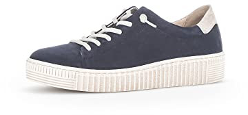 Gabor Damen Low-Top Sneaker, Frauen Halbschuhe,Wechselfußbett,Best Fitting,Freizeit,sportlich,straßenschuhe,Blue/leinen,40 EU / 6.5 UK