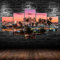 WAGYU 5 teilige leinwandbilder Los Angeles Skyline City Nacht Kunstdrucke 5 Teilig Vlies Leinwandbild,Wandkunst 5 stück Leinwand Bilder,Wohnzimmer Wand Dekoration,mit rahmen xxl bilder 200x100cm