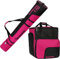 BRUBAKER Ski Kombi Set - Carver PRO - Skisack und Skischuhtasche für 1 Paar Ski 170 cm + Stöcke + Schuhe + Helm - Rucksack Taschen Set für Skifahrer - Schwarz Pink