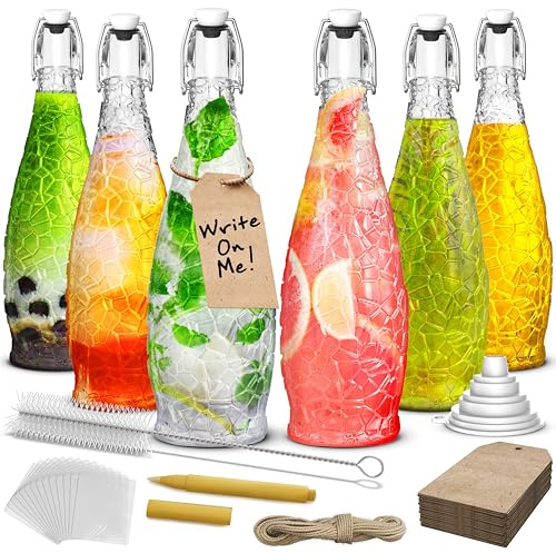 Nevlers Glasflaschen mit Bügelverschluss, 940 ml, 6 Stück, tropfenförmig, Klappdeckel, Glasflaschen-Set für Bier, Gärung oder Kombucha, wiederverwendbar, luftdichte Flasche mit Stopfen