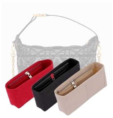 LinerLink Taschen-Organizer für Dior kleine Nomad-Tasche (34 x 17 x 10 cm (L x H x T), handgefertigter Tascheneinsatz, 2 mm Filztascheneinsatz, Damen-Handtaschenformer (braun, Stil B: seitlicher