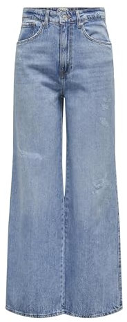 ONLY Jean à Coupe Large ONLHOPE Taille Extra Haute Wide Leg Fit Jeans Light Blue Denim 30 30 Light Blue Denim (US) 30 / L30