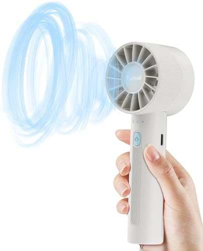Furnsii Mini Ventilatore Turbo Super Potente, Ventilatore Portatile a Batteria USB Ricaricabile 16 Ore di Utilizzo 4 Velocità, Piccolo Ventilatori Portatili Tascabile per Ufficio Viaggi (Bianco)