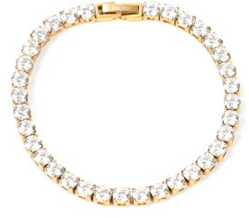 UNSHINEBAR Tennisarmband für Herren in verschiedenen Farben - Streetwear Iced Out Armband aus Edelstahl und 18K Gold - Wasserfestes Armband (Gold, 19.5)