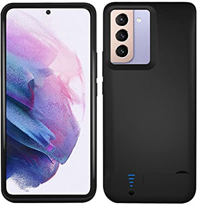 Battery Case for Galaxy S21, 4800mAh Batteri Charger Cases for Samsung Galaxy S21 5G Rechargeable External Extended Backup Power Bank Charging Protective Cover, Add 100+% Extra Juice Black