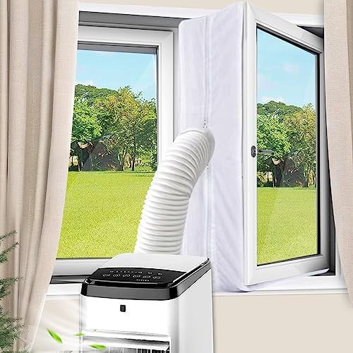Phantasy® Fensterabdichtung für Mobile Klimageräte, Klimaanlage, Wäschetrockner, Ablufttrockner, Hot Air Stop zum Anbringen an Fenster, Dachfenster Flügelfenster Keine Bohrlöcher Erforderlich 400CM