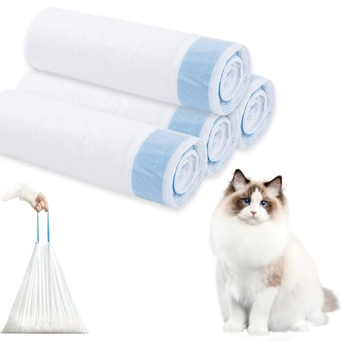 QINGYIWL 40pcs Cat Litter Tray Liners - 79*45cm, Drawstring, Scratch Resistant & Leak Proof, Heavy Duty, Medium Cat Litter Box Liners