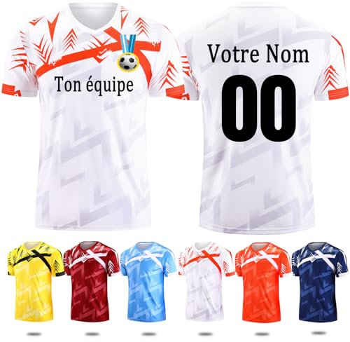 Maillot de Foot Personnalisé T Shirt Foot Enfant Adulte Maillot Football Personnalisé avec Le Numéro du Nom