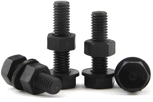 M6 25 pièces vis en nylon hexagonales extérieures noires, écrous, joints ensemble de combinaison de boulons en plastique isolés PA66 hexagone(25mm)