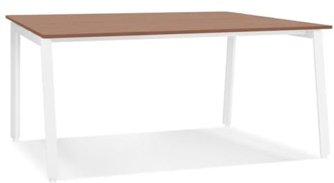 KADIMA DESIGN Besprechungstisch Modern 140x140 cm | Büroschreibtisch Braun-Weiß | Kreative Meetings | Warme Holzoptik | BELIQI