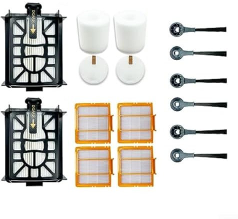 Kit de 16 brosses latérales pour aspirateur robot Shark AI RV2600WSEU RV2500SEU 2 en 1, comprend 2 filtres HEPA, 2 filtres en mousse et feutre, 4 filtres, 6 brosses latérales
