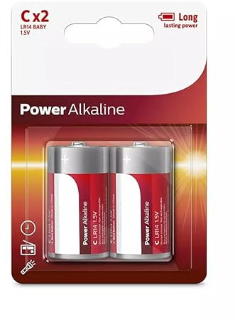 Pilas Alcalinas LR14 C, Alta duración, Voltaje de 1.5V, Ideales para Dispositivos electrónicos y Juguetes.