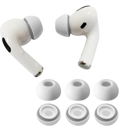 KASOTT Verbesserte Ohrstöpsel aus Memory-Schaum für AirPods Pro 1. und 2. Generation, Bequeme Schaumstoff-Ohrstöpsel, bessere Geräuschunterdrückung, 3 Paar Ersatzspitzen (White, Assorted S/M/L)