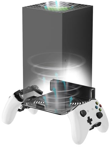 ANSHAWTIY Soporte de pared de aleación de aluminio para Xbox Series X, kit de montaje en pared para Xbox Series X, accesorios con 2 soportes de controlador, estante de pared con diseño de ventilación