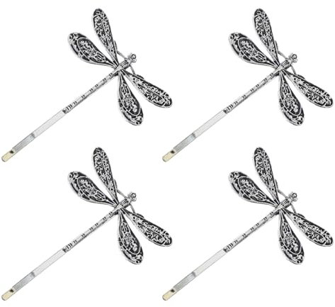 Mabor 4stück Haarspange Libelle,Antike Dekorative Haarklammer Klein Libelle Damen Silber Retro Haarschmuck für Abschlussball Geburtstagsfeier Hochzeit Haarspangen Damen Mädchen Braut Haarschmuck