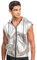 Chaks - Kapuzenjacke, metallic, ärmellos mit Reißverschluss, Weste für Festival, Party, Disco Mottoparty