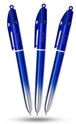 BIC 4-farbige Stifte mit glattem Farbverlauf, 3 Stück, mehrfarbig, einziehbar, 1,0 mm, 4-in-1-Stift, perfekt zum Schreiben und Notizen