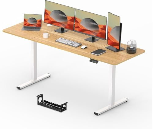 SANODESK QS+ 200 x 80 cm Escritorio Elevable Eléctrico con Tablero Escritorio Regulable en Altura Eléctrico Telescópico Bidireccional con Control de Memoria y Tecnología Anticolisión (Arce)