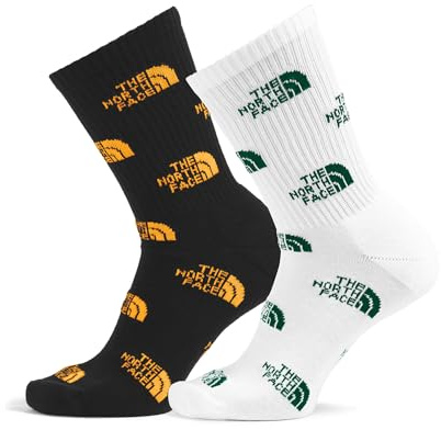 The North Face Unisex Everyday Crew Logo - 2P Socks, Tnf Black/Summit Gold/T, XS