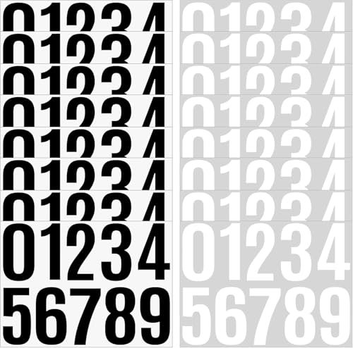 100 Pièces Numero Boite Aux Lettres Résistant Aux Intempéries, Lettre Autocollantes Résistant à l'eau, Etiquette Boite aux Lettres, Chiffre Autocollant 0-9 pour Boîtes Aux Lettres, Noir et blanc