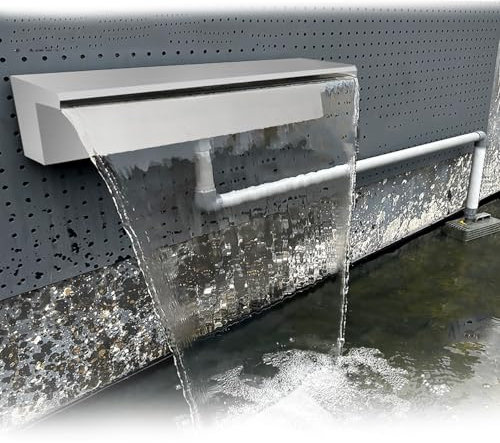 STDZQCWY Fontana a Cascata in Acciaio Inox 304 con connettore, Elemento Decorativo Rettangolare per Piscina, laghetto da Giardino, Spa