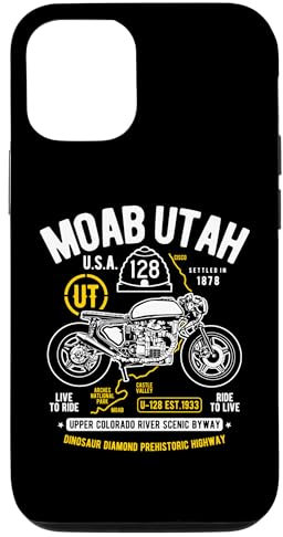 Moab Utah Route U-128 Colorado River Retro diseño de motocicleta Carcasa para iPhone 12/12 Pro