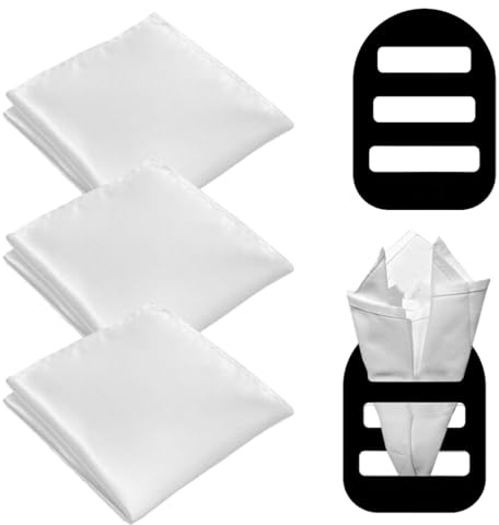 WeddHuis 3 pièces Hommes Mouchoirs carrés de poche, Satin Poche Carré Uni Coloré, préplié, Mouchoir pour homme, pochette costume, tissu homme, Noël Fête, Offrez un fixateur(Taille 22 x 22 cm)