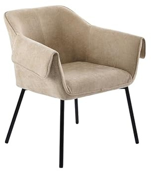 MY Furniture Alva Lounge Chair – Sable, Compact Contemporary Accent Chair with Folded Armrests, Foam-Padded Seat and Backrest, Black Powder-Coated Steel Legs, Adjustable Feet, Easy Assembly