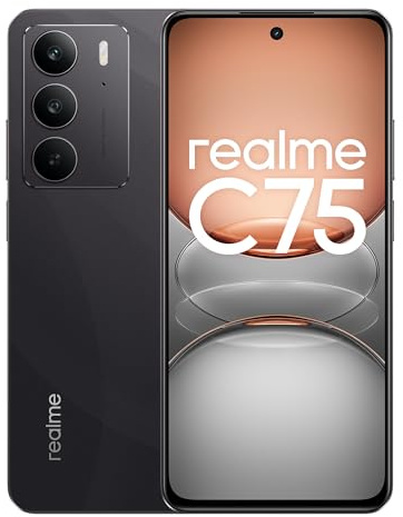 realme C75 Smartphone 8+256 GB, Batteria da 5828mAh, Ricarica rapida da 45W, Resistenza all'acqua e alla polvere IP69, Vetro ArmorShell™, Fotocamera ultra HD da 50MP, Black
