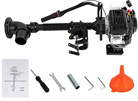 MIIWWOWO 4HP 4‑Stroke Outboard Motor 55cc 5500rpm Petrol Boat Engine CDI Manual Start Wind‑Cooled, 360° Steering, 1.1L Tank, 1102lbs Thrust for Fishing Dinghy Inflatable