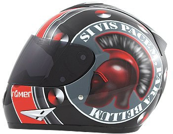 Römer Romanum Motorradhelm, Schwarz/Rot/Grau, Größe XS