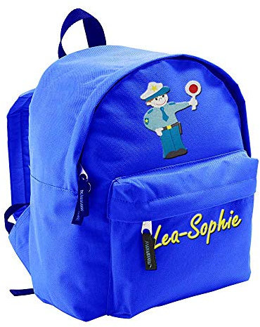 SL-Store GbR Kindergartenrucksack bestickt mit Namen Motiv Kinder Kleinkind Kinderrucksack für KITA Kindergarten personaliesiert Name, Farbe:blau