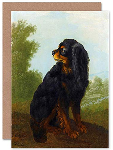 Wee Blue Coo CARD GREETING GIFT PAINTING ANIMAL PORTRAIT OUDRY CAVALIER KING CHARLES SPANIEL