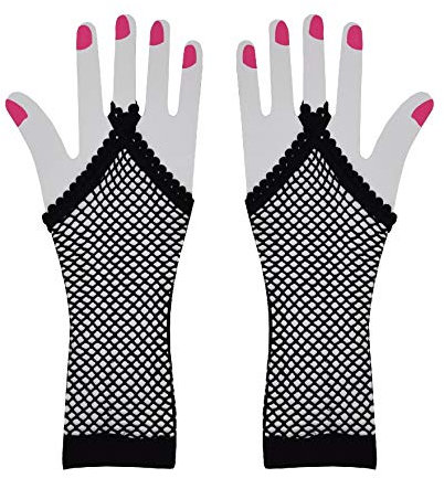 AM Netz Handschuhe Stulpen Fasching Karneval Party Kostümzubehör Erotik Sexy (1 Paar Schwarz)