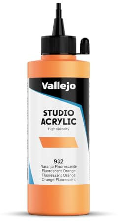 Vallejo ACRYLIC STUDIO, PINTURA ACRÍLICA, 200ML, NARANJA FLUORESCENTE, Nº 932