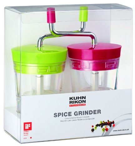 Kuhn Rikon 2-Piece Transparent Spice Grinder Set, Berry Red/Lime Green