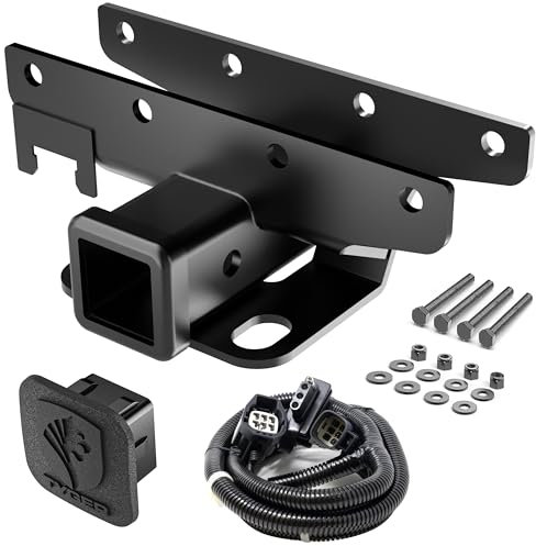 TYGER Traino Combo: 2 Ricevitore Hitch & Cablaggio & Copertura del gancio di traino Adatto 2007-2018 Wrangler JK 2Dr & 4Dr (esclusi modelli JL 2018)