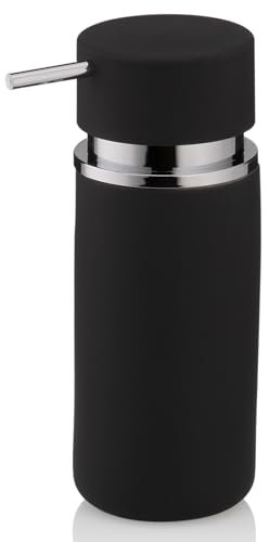 kela Seifenspender 300 ml PER, Seifenspender schwarz Keramik, rutschfeste Oberfläche, Pumpflasche, Spülmittelspender, matt
