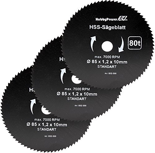 Mini Handkreissäge 3er-Set Sägeblatt Holz Fein Ø85x10x1,2mm für HandyCut Worx