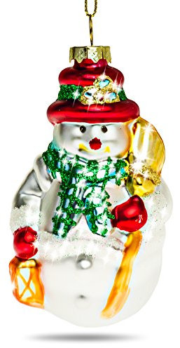 Sikora BS382 Glas Figur Christbaumschmuck Weihnachtsbaum Anhänger SCHNEEMANN 10cm