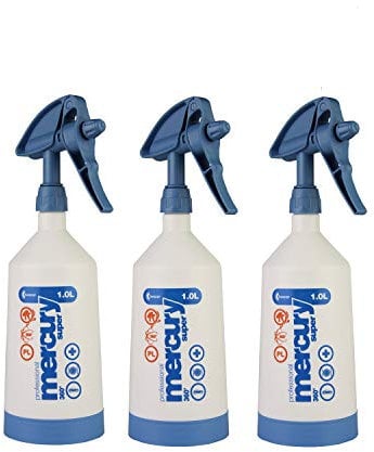 Kwazar Pack of 3 Mercury Super Pro + 360 Degree Viton Blue Spray Bottle 1.0 Litres