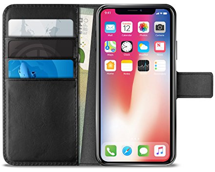 Puro IPCXBOOKC4BLK Wallet Case Schutzhülle Leather für Apple iPhone X Schwarz