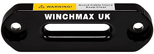 WINCHMAX Small Aluminium Hawse Fairlead. Gloss Powder Coated for Durability with Laser Etched UK Logo. CNC Milled from Single Aircraft Grade Aluminium Billet. 149mm x 49mm