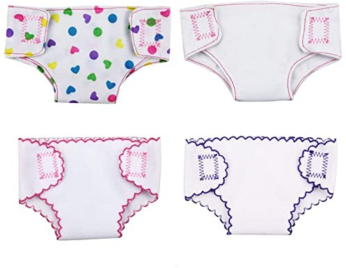 DC-BEAUTIFUL 4 Pack Baby Diapers Doll Underwear for 14-18 Inch Baby Dolls, Suitable for Infant Dolls Baby Girls