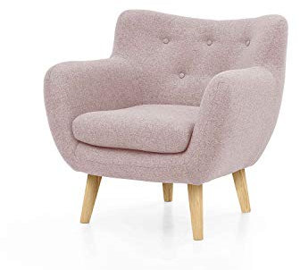 Möbelfreude Doluna Sessel Jana Altrosa Polstersessel mit Massivholz-Füßen - Eiche 86 cm (H) x 83 cm (B) x 80 cm (T)