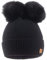 MFAZ Morefaz Ltd Damen Winter Beanie Strickmütze Mütze Doppelt Bommel Pom Pom Wurm SKI Mütze (Black)